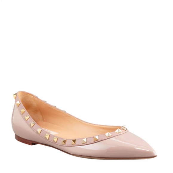 Valentino Garavani Shoes - Valentino Nude Rockstud Patent Ballet Flats 34 4